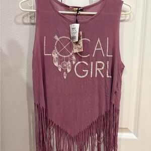 Kohl's Mauve Fringe Tank Top